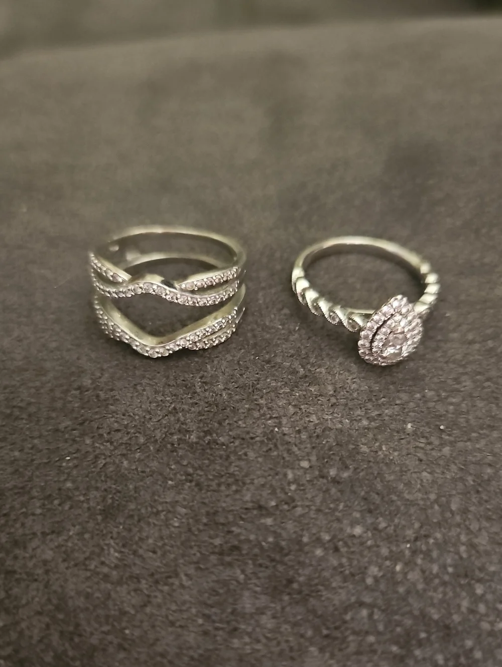 14K White Gold Halo Engagement Ring With Wedding Band Enhancer